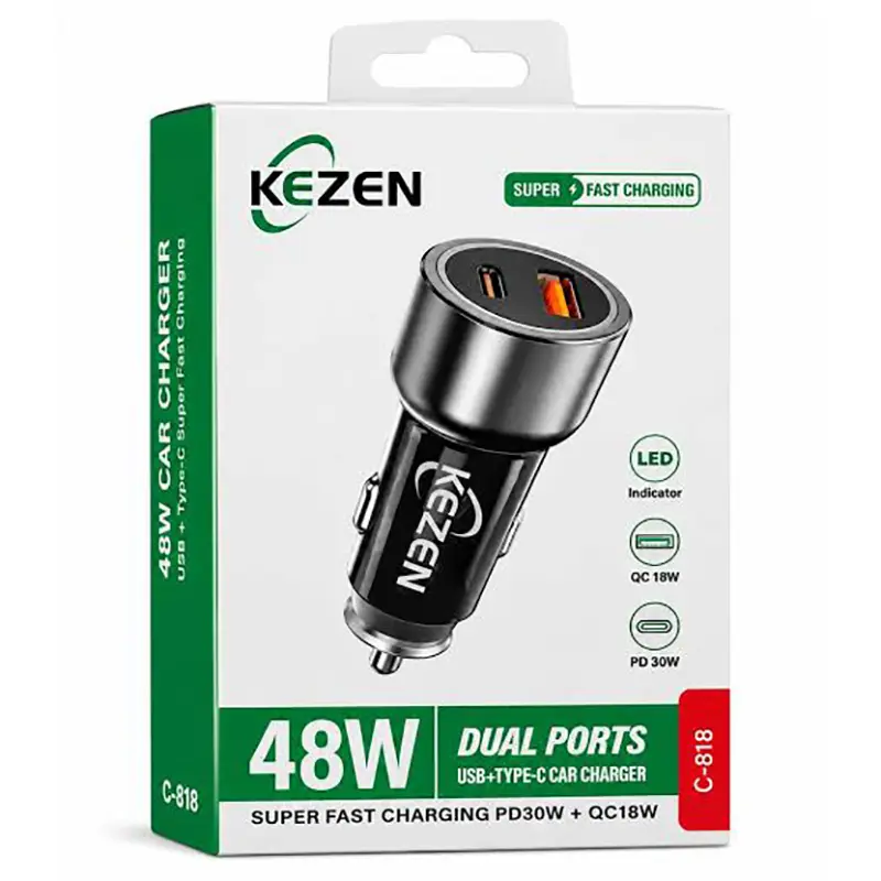 شارژر فندکی برند KEZEN مدل C-818 48W